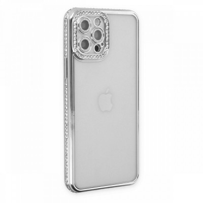 iphone 12 Pro Kılıf Joke Taşlı Silikon - Gümüş