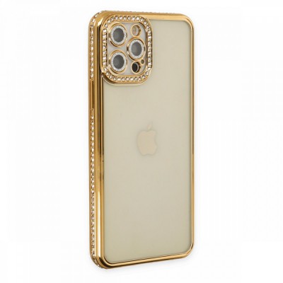 iphone 12 Pro Kılıf Joke Taşlı Silikon - Gold