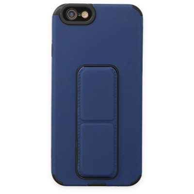 iphone 6 Kılıf Mega Standlı Silikon - Mavi