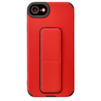 iphone 7 Kılıf Mega Standlı Silikon - Kırmızı