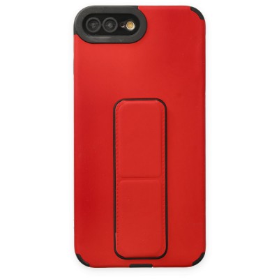 iphone 7 Plus Kılıf Mega Standlı Silikon - Kırmızı