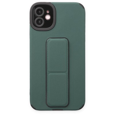 iphone 12 Kılıf Mega Standlı Silikon - Yeşil