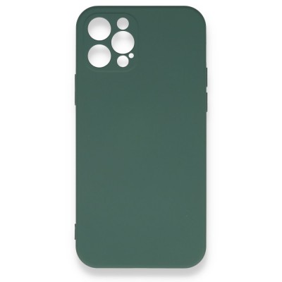 iphone 12 Pro Max Kılıf Nano içi Kadife  Silikon - Koyu Yeşil