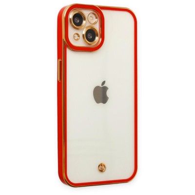 iphone 14 Plus Kılıf Liva Lens Silikon - Kırmızı