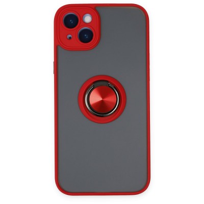 iphone 14 Kılıf Montreal Yüzüklü Silikon Kapak - Kırmızı