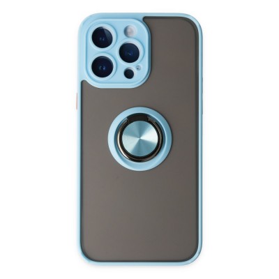 iphone 14 Pro Kılıf Montreal Yüzüklü Silikon Kapak - Buz Mavi