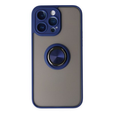 iphone 14 Pro Max Kılıf Montreal Yüzüklü Silikon Kapak - Lacivert