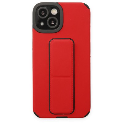 iphone 14 Kılıf Mega Standlı Silikon - Kırmızı