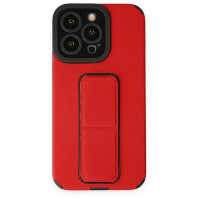 iphone 14 Pro Kılıf Mega Standlı Silikon - Kırmızı