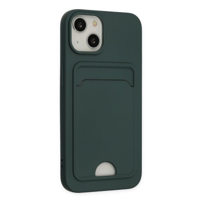 iphone 14 Plus Kılıf Kelvin Kartvizitli Silikon - Koyu Yeşil