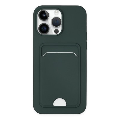 iphone 14 Pro Kılıf Kelvin Kartvizitli Silikon - Koyu Yeşil