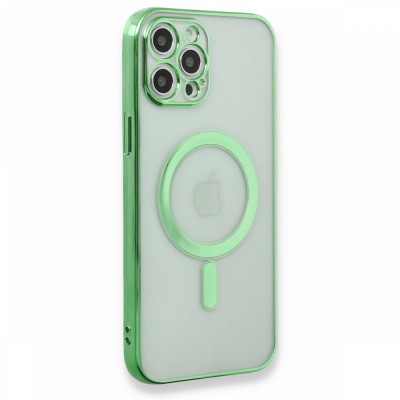 iphone 12 Pro Kılıf Magneticsafe Lazer Silikon - Haki Yeşil