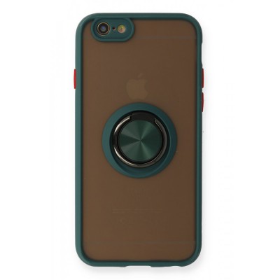 iphone 6 Kılıf Montreal Yüzüklü Silikon Kapak - Yeşil