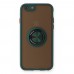 iphone 6 Kılıf Montreal Yüzüklü Silikon Kapak - Yeşil