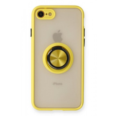 iphone 7 Kılıf Montreal Yüzüklü Silikon Kapak - Sarı