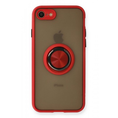 iphone 7 Kılıf Montreal Yüzüklü Silikon Kapak - Kırmızı