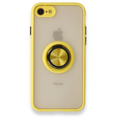 iphone 8 Kılıf Montreal Yüzüklü Silikon Kapak - Sarı