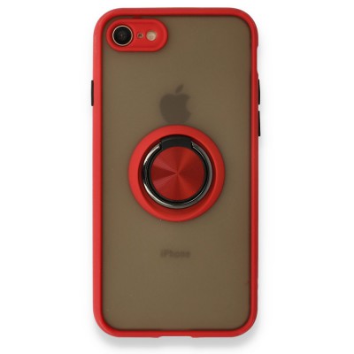 iphone 8 Kılıf Montreal Yüzüklü Silikon Kapak - Kırmızı
