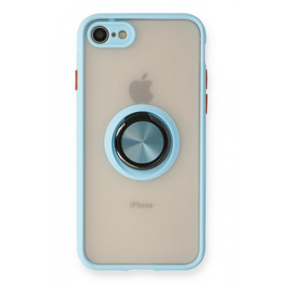 iphone 8 Kılıf Montreal Yüzüklü Silikon Kapak - Buz Mavi