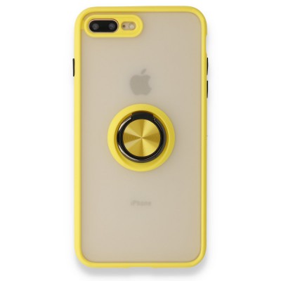 iphone 7 Plus Kılıf Montreal Yüzüklü Silikon Kapak - Sarı