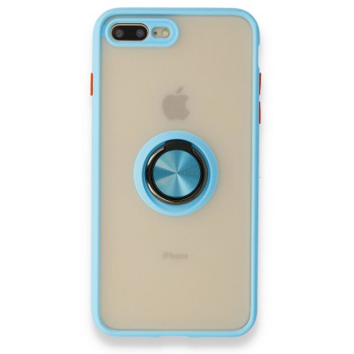 iphone 7 Plus Kılıf Montreal Yüzüklü Silikon Kapak - Buz Mavi