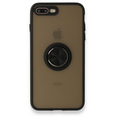 iphone 8 Plus Kılıf Montreal Yüzüklü Silikon Kapak - Siyah