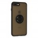 iphone 8 Plus Kılıf Montreal Yüzüklü Silikon Kapak - Siyah