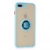 iphone 8 Plus Kılıf Montreal Yüzüklü Silikon Kapak - Buz Mavi