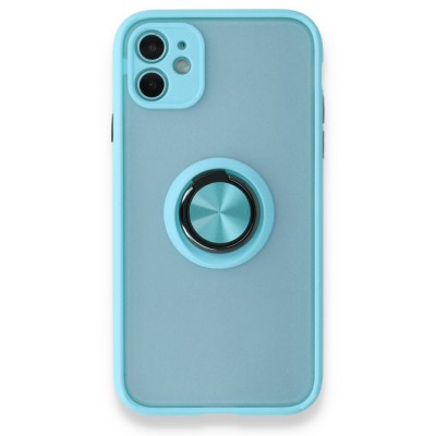 iphone 11 Kılıf Montreal Yüzüklü Silikon Kapak - Buz Mavi
