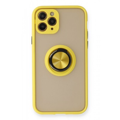 iphone 11 Pro Kılıf Montreal Yüzüklü Silikon Kapak - Sarı