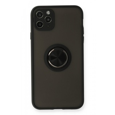 iphone 11 Pro Max Kılıf Montreal Yüzüklü Silikon Kapak - Siyah