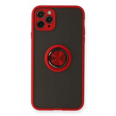 iphone 11 Pro Max Kılıf Montreal Yüzüklü Silikon Kapak - Kırmızı