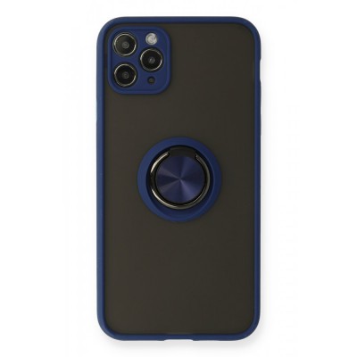 iphone 11 Pro Max Kılıf Montreal Yüzüklü Silikon Kapak - Lacivert