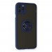 iphone 11 Pro Max Kılıf Montreal Yüzüklü Silikon Kapak - Lacivert