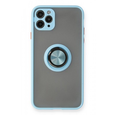 iphone 11 Pro Max Kılıf Montreal Yüzüklü Silikon Kapak - Buz Mavi