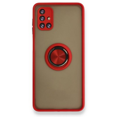 Samsung Galaxy M51 Kılıf Montreal Yüzüklü Silikon Kapak - Kırmızı