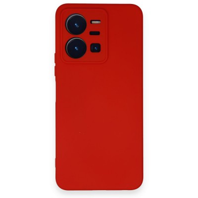Vivo Y35 Kılıf Nano içi Kadife  Silikon - Kırmızı