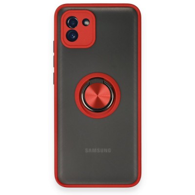 Samsung Galaxy A03 Kılıf Montreal Yüzüklü Silikon Kapak - Kırmızı