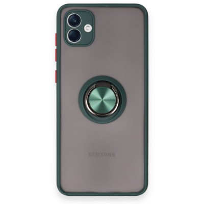 Samsung Galaxy A04 Kılıf Montreal Yüzüklü Silikon Kapak - Yeşil