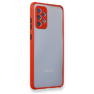 Samsung Galaxy A72 Kılıf Miami Şeffaf Silikon  - Kırmızı