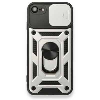 iphone 7 Kılıf Pars Lens Yüzüklü Silikon - Gümüş