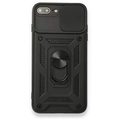 iphone 7 Plus Kılıf Pars Lens Yüzüklü Silikon - Siyah