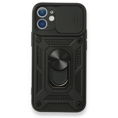 iphone 12 Mini Kılıf Pars Lens Yüzüklü Silikon - Siyah