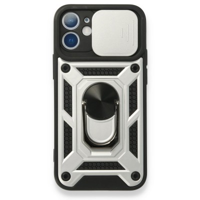 iphone 12 Mini Kılıf Pars Lens Yüzüklü Silikon - Gümüş
