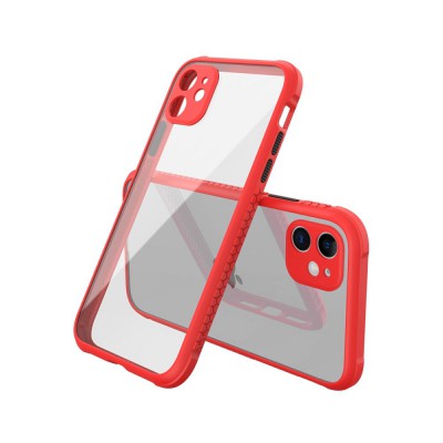 iphone 12 Mini Kılıf Miami Şeffaf Silikon  - Kırmızı