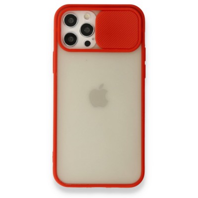 iphone 12 Pro Kılıf Palm Buzlu Kamera Sürgülü Silikon - Kırmızı