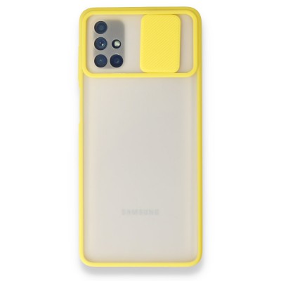 Samsung Galaxy M51 Kılıf Palm Buzlu Kamera Sürgülü Silikon - Sarı