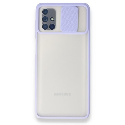 Samsung Galaxy M51 Kılıf Palm Buzlu Kamera Sürgülü Silikon - Lila