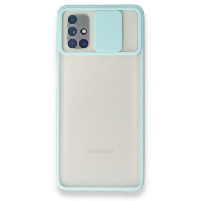 Samsung Galaxy M51 Kılıf Palm Buzlu Kamera Sürgülü Silikon - Turkuaz