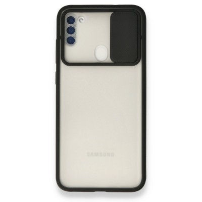 Samsung Galaxy A11 Kılıf Palm Buzlu Kamera Sürgülü Silikon - Siyah